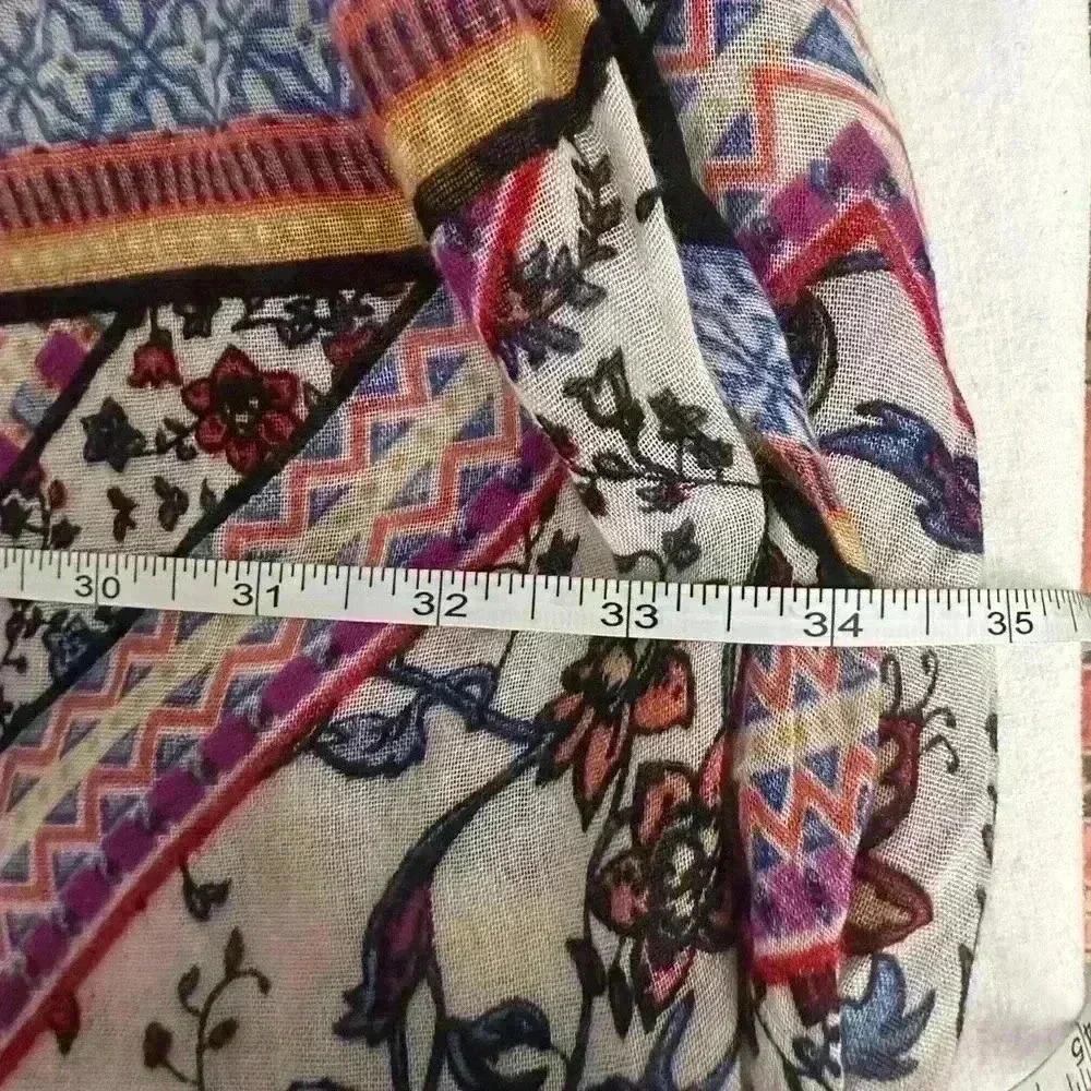 Fringe Trimmed Multi-colored Wrap/Kimono—One Size - Picture 7 of 10
